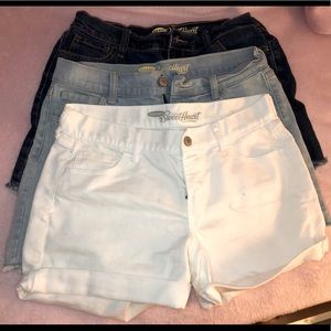 Three Old Navy Sweetheart Denim Shorts